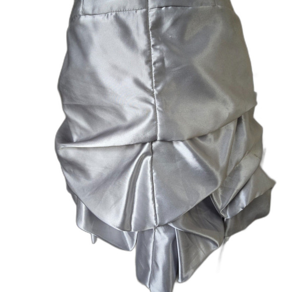 VTG Gunne Sax Silver Metallic Strapless Ruched Mini Dress 80s Y2K Glam Hoco Prom - Picture 9 of 11